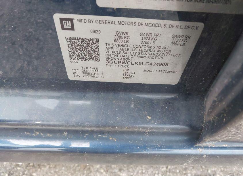 Photo 9 of 2020 Chevrolet Silverado 1500 2WD SHORT BED LT (VIN 3GCPWCEK5LG434908)