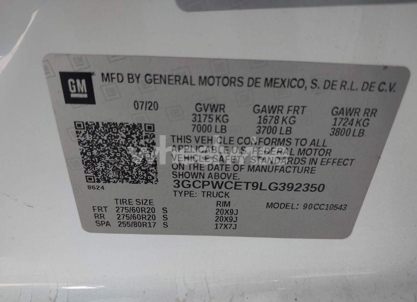 Photo 9 of 2020 Chevrolet Silverado 1500 2WD SHORT BED LT (VIN 3GCPWCET9LG392350)