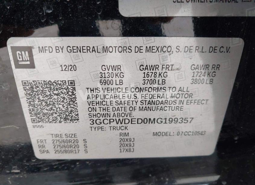 Photo 9 of 2021 Chevrolet Silverado 1500 2WD SHORT BED RST (VIN 3GCPWDED0MG199357)