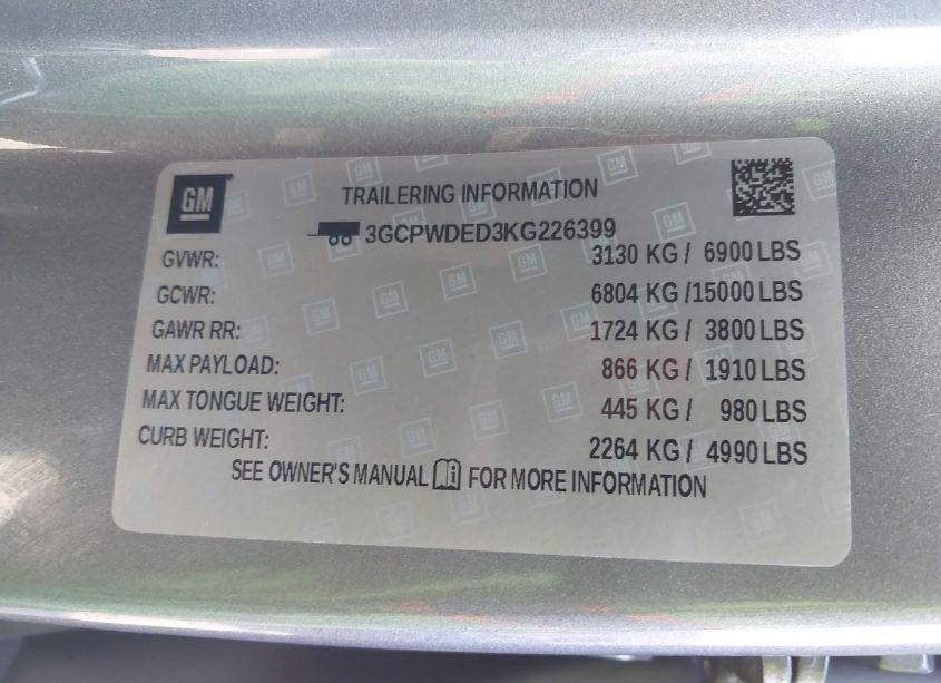 Photo 9 of 2019 Chevrolet Silverado 1500 RST (VIN 3GCPWDED3KG226399)