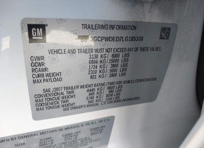 Photo 9 of 2020 Chevrolet Silverado 1500 2WD SHORT BED RST (VIN 3GCPWDED7LG185308)