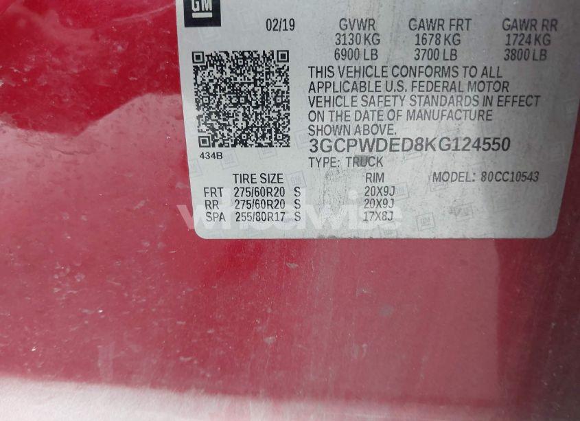 Photo 9 of 2019 Chevrolet Silverado 1500 RST (VIN 3GCPWDED8KG124550)