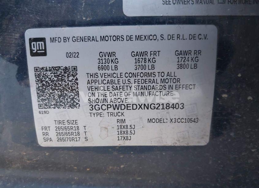Photo 9 of 2022 Chevrolet Silverado 1500 LTD 2WD SHORT BED RST (VIN 3GCPWDEDXNG218403)