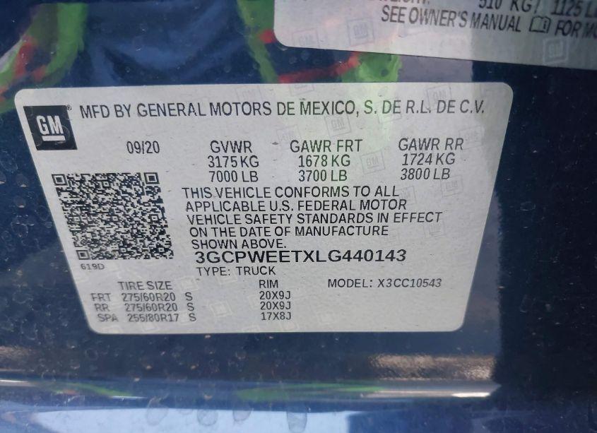 Photo 9 of 2020 Chevrolet Silverado 1500 2WD SHORT BED LTZ (VIN 3GCPWEETXLG440143)