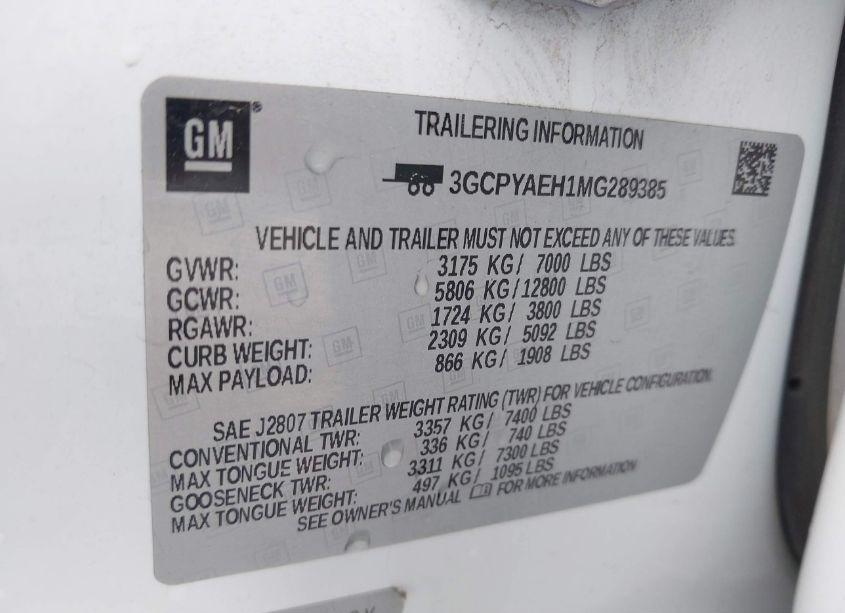 Photo 9 of 2021 Chevrolet Silverado 1500 4WD STANDARD BED WT (VIN 3GCPYAEH1MG289385)