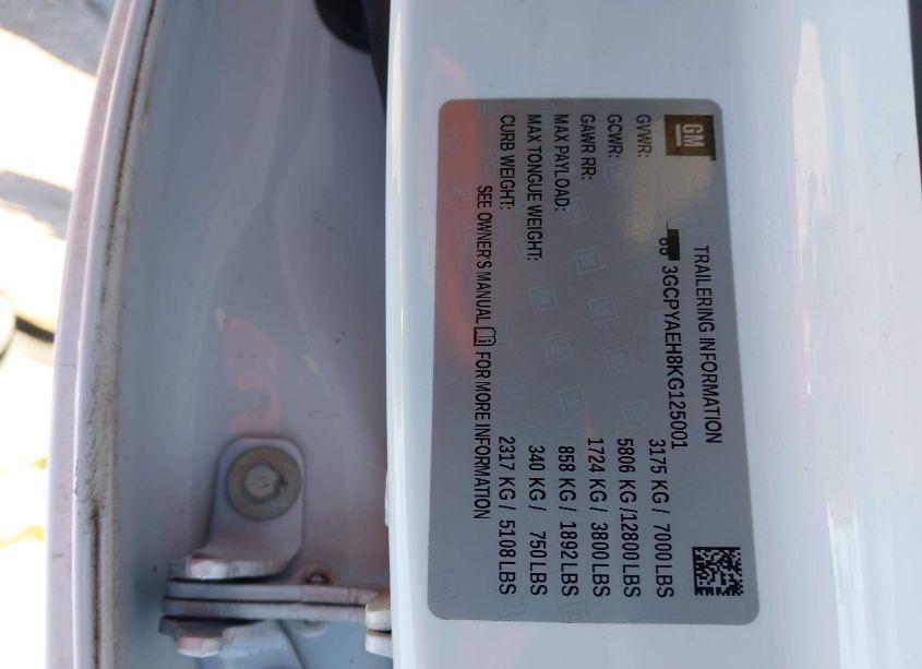 Photo 9 of 2019 Chevrolet Silverado 1500 WORK TRUCK (VIN 3GCPYAEH8KG125001)