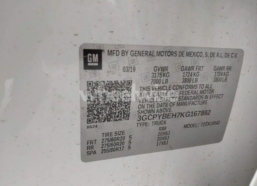 Photo 9 of 2019 Chevrolet Silverado 1500 CUSTOM (VIN 3GCPYBEH7KG167892)