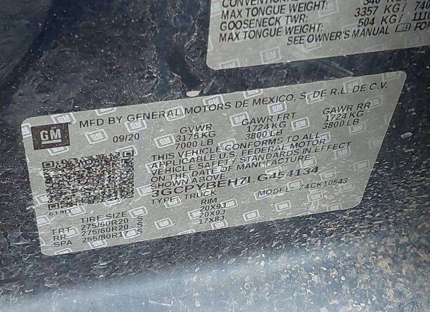 Photo 9 of 2020 Chevrolet Silverado 1500 4WD SHORT BED CUSTOM (VIN 3GCPYBEH7LG454134)