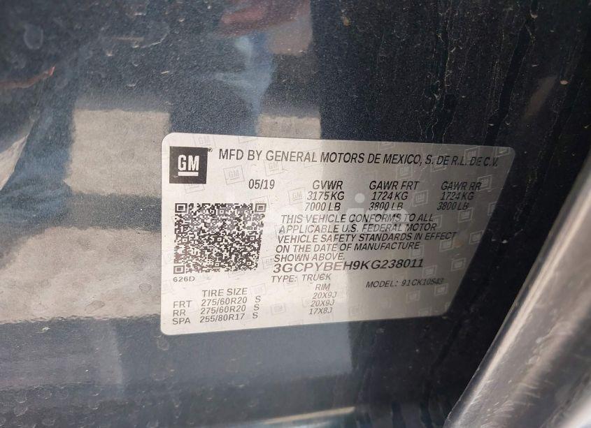 Photo 9 of 2019 Chevrolet Silverado 1500 CUSTOM (VIN 3GCPYBEH9KG238011)