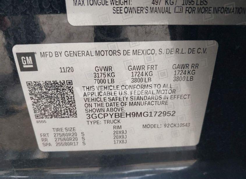 Photo 9 of 2021 Chevrolet Silverado 1500 4WD SHORT BED CUSTOM (VIN 3GCPYBEH9MG172952)