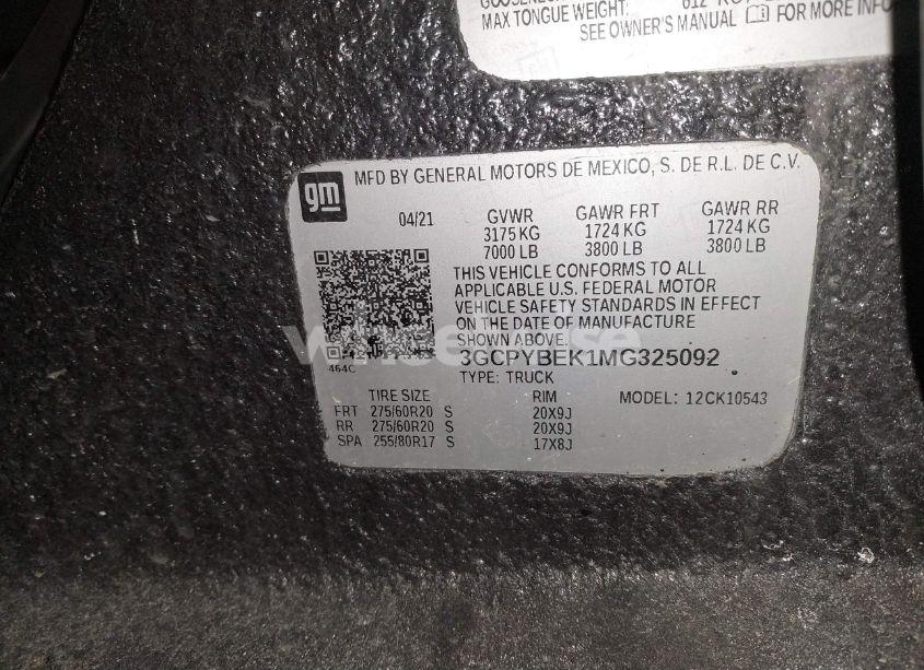 Photo 9 of 2021 Chevrolet Silverado 1500 CUSTOM (VIN 3GCPYBEK1MG325092)