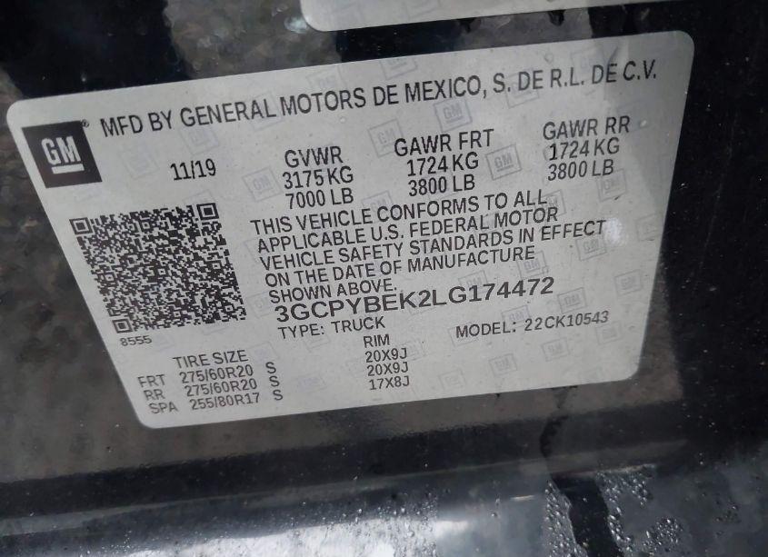 Photo 9 of 2020 Chevrolet Silverado 1500 4WD SHORT BED CUSTOM (VIN 3GCPYBEK2LG174472)