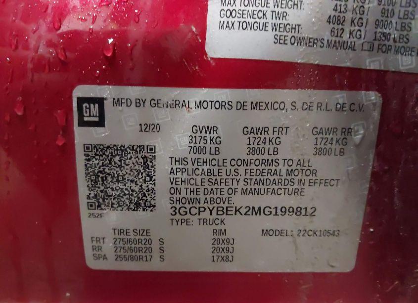 Photo 9 of 2021 Chevrolet Silverado 1500 4WD SHORT BED CUSTOM (VIN 3GCPYBEK2MG199812)