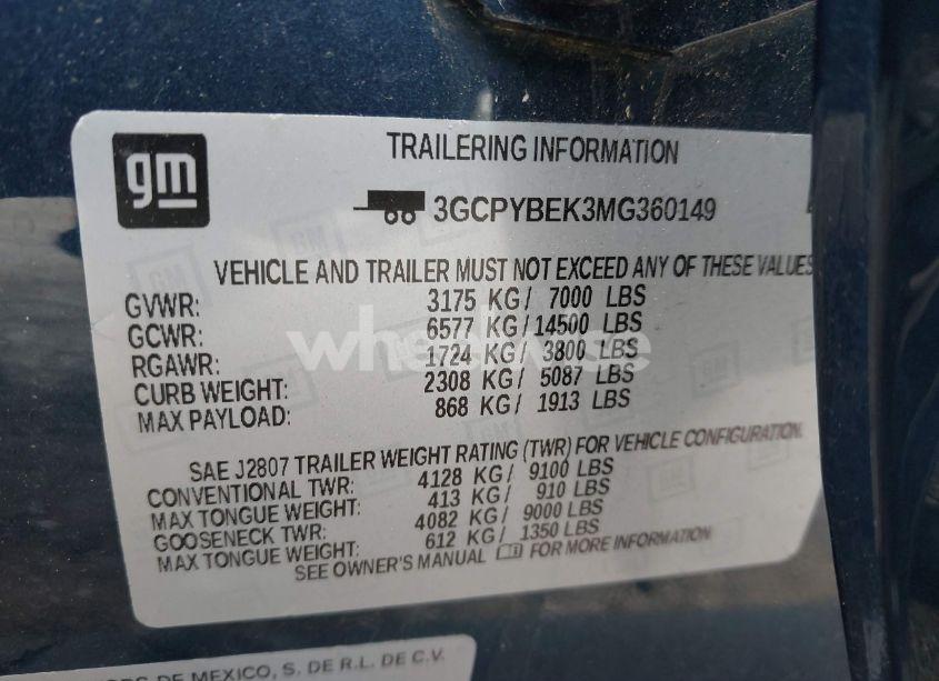 Photo 20 of 2021 Chevrolet Silverado 1500 4WD SHORT BED CUSTOM (VIN 3GCPYBEK3MG360149)