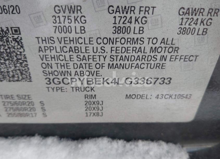 Photo 9 of 2020 Chevrolet Silverado 1500 4WD SHORT BED CUSTOM (VIN 3GCPYBEK4LG336733)