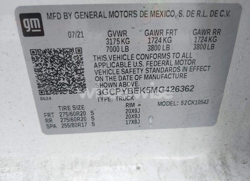 Photo 9 of 2021 Chevrolet Silverado 1500 4WD SHORT BED CUSTOM (VIN 3GCPYBEK5MG426362)