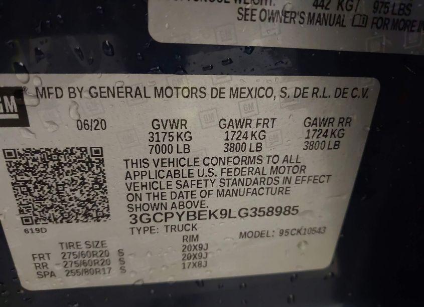 Photo 9 of 2020 Chevrolet Silverado 1500 4WD SHORT BED CUSTOM (VIN 3GCPYBEK9LG358985)