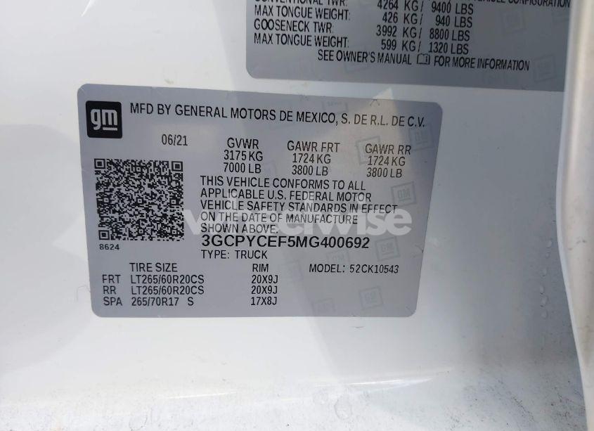 Photo 9 of 2021 Chevrolet Silverado 1500 4WD SHORT BED CUSTOM TRAIL BOSS (VIN 3GCPYCEF5MG400692)