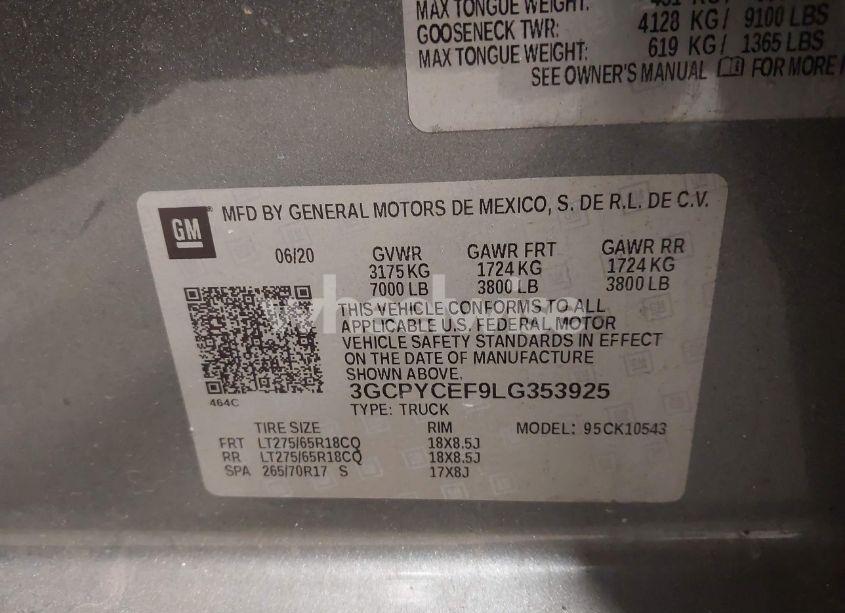 Photo 9 of 2020 Chevrolet Silverado 1500 (VIN 3GCPYCEF9LG353925)