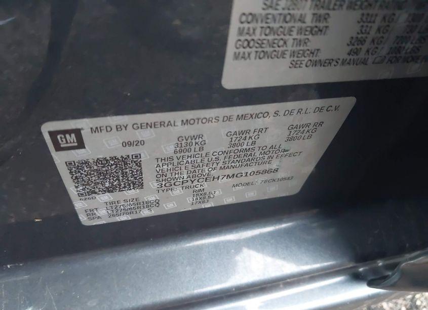 Photo 9 of 2021 Chevrolet Silverado 1500 4WD SHORT BED CUSTOM TRAIL BOSS (VIN 3GCPYCEH7MG105868)