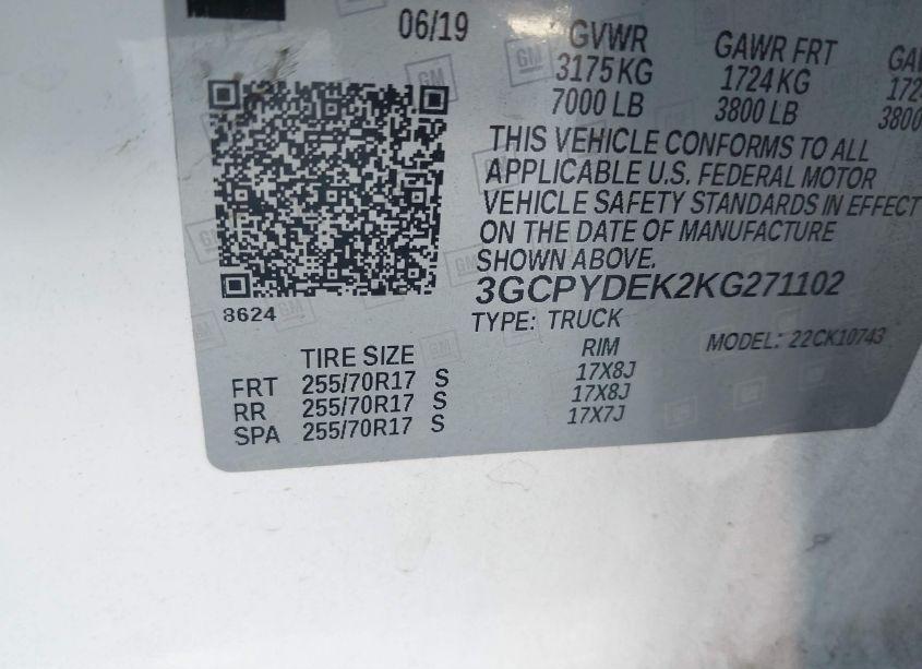 Photo 9 of 2019 Chevrolet Silverado 1500 LT (VIN 3GCPYDEK2KG271102)