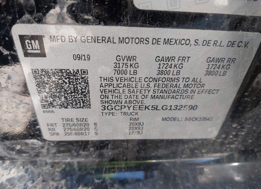 Photo 9 of 2020 Chevrolet Silverado 1500 4WD SHORT BED RST (VIN 3GCPYEEK5LG132590)