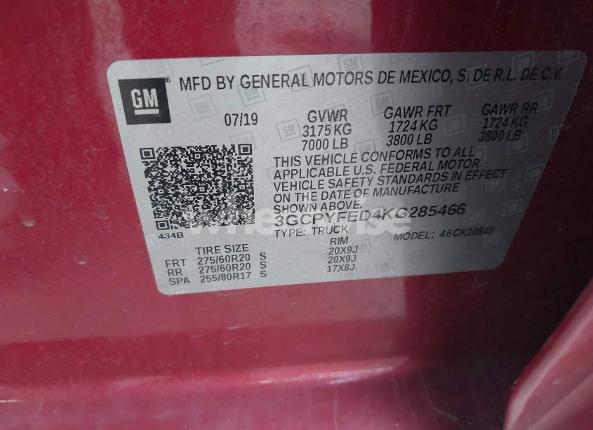 Photo 9 of 2019 Chevrolet Silverado 1500 LT TRAIL BOSS (VIN 3GCPYFED4KG285466)