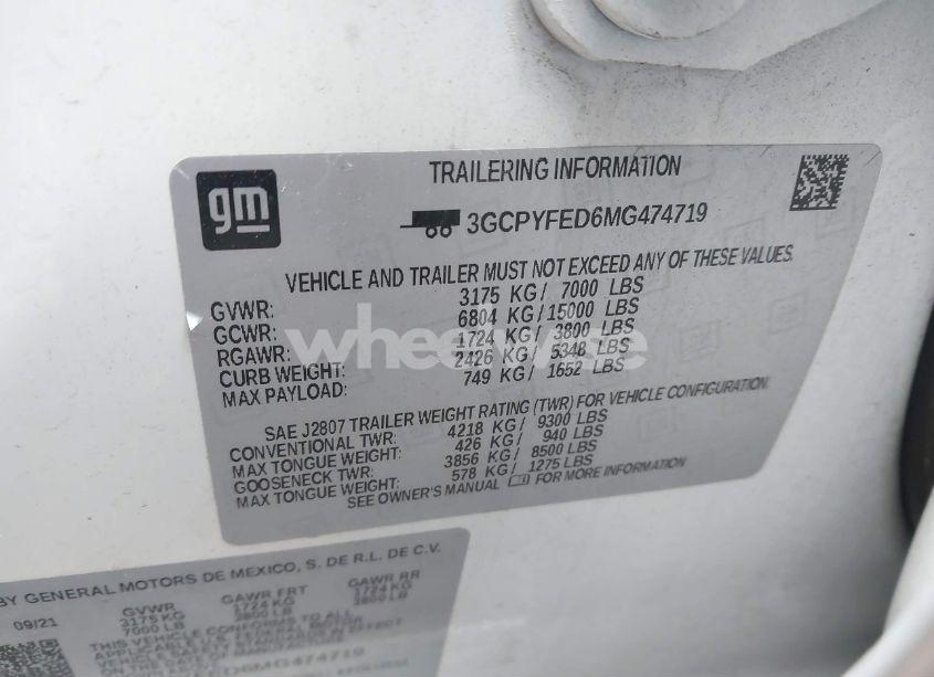 Photo 9 of 2021 Chevrolet Silverado 1500 4WD SHORT BED LT TRAIL BOSS (VIN 3GCPYFED6MG474719)