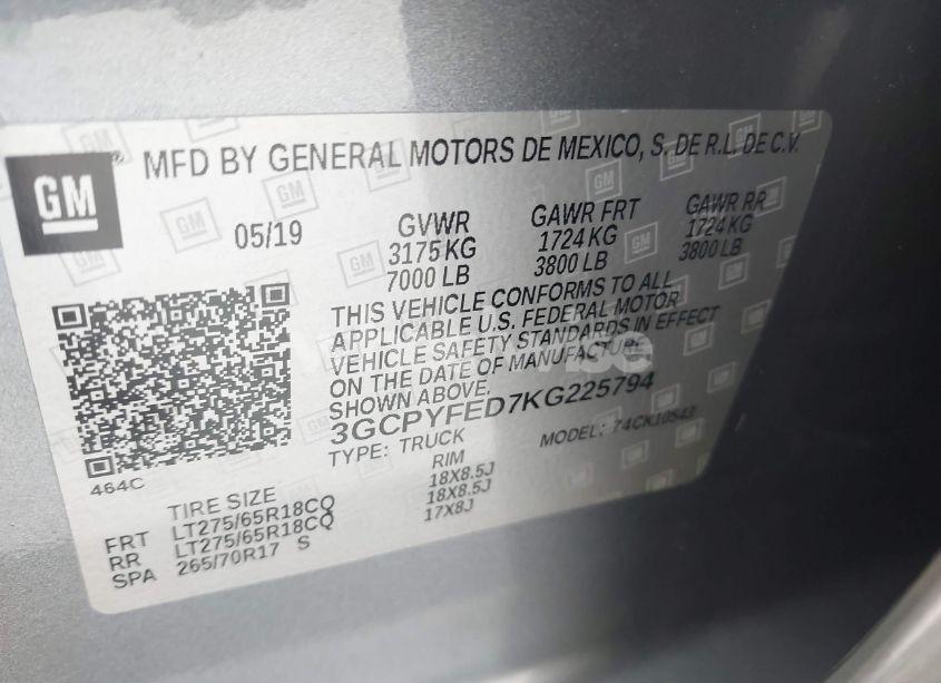 Photo 9 of 2019 Chevrolet Silverado 1500 LT TRAIL BOSS (VIN 3GCPYFED7KG225794)