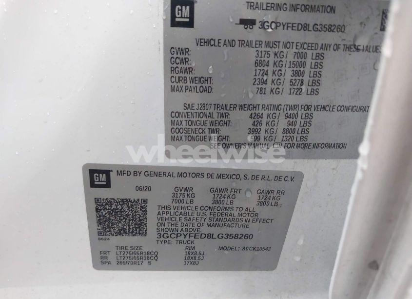 Photo 9 of 2020 Chevrolet Silverado 1500 4WD SHORT BED LT TRAIL BOSS (VIN 3GCPYFED8LG358260)