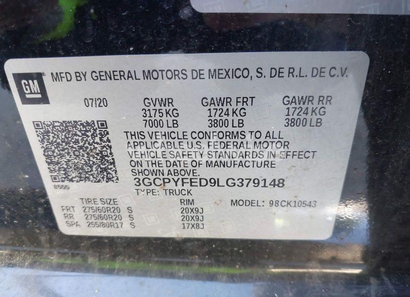 Photo 9 of 2020 Chevrolet Silverado 1500 4WD SHORT BED LT TRAIL BOSS (VIN 3GCPYFED9LG379148)