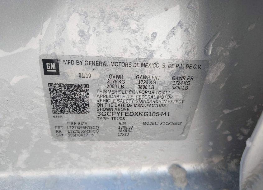 Photo 9 of 2019 Chevrolet Silverado 1500 LT TRAIL BOSS (VIN 3GCPYFEDXKG105441)