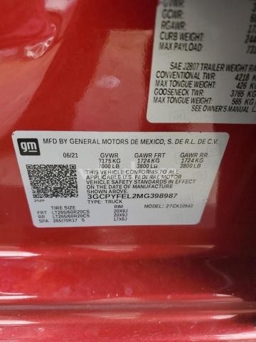 Photo 9 of 2021 CHEVROLET SILVERADO K1500 LT TRAIL BOSS (VIN 3GCPYFEL2MG398987)