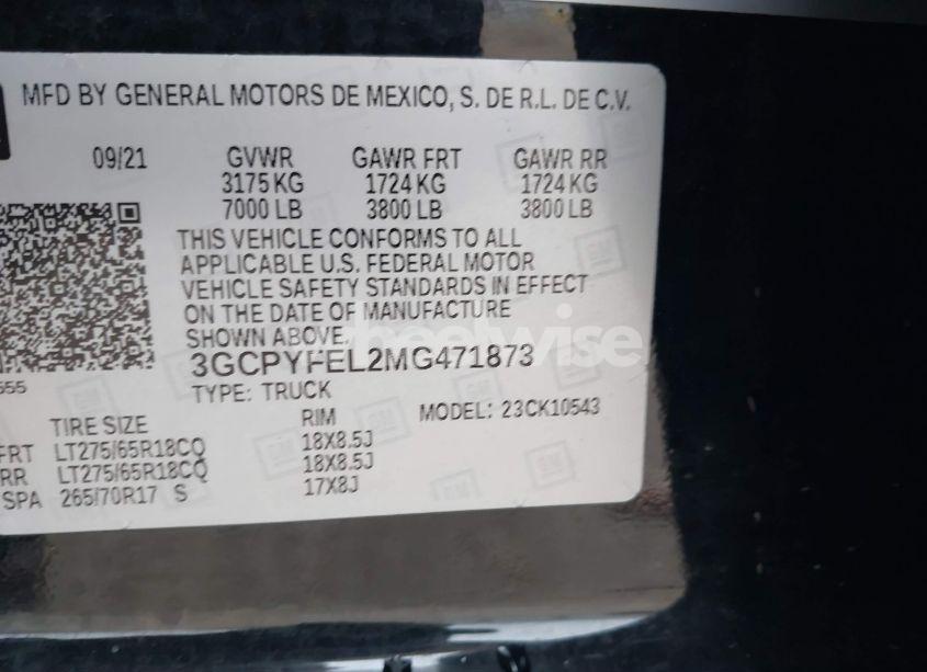 Photo 9 of 2021 Chevrolet Silverado 1500 4WD SHORT BED LT TRAIL BOSS (VIN 3GCPYFEL2MG471873)