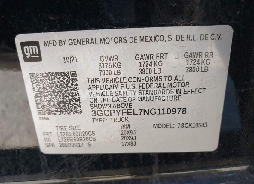 Photo 9 of 2022 Chevrolet Silverado 1500 LTD 4WD SHORT BED LT TRAIL BOSS (VIN 3GCPYFEL7NG110978)
