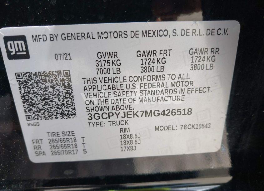 Photo 9 of 2021 Chevrolet Silverado 1500 4WD SHORT BED LT WITH 2FL (VIN 3GCPYJEK7MG426518)