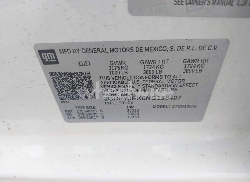 Photo 9 of 2022 Chevrolet Silverado 1500 LTD 4WD SHORT BED LT WITH 2FL (VIN 3GCPYJEK8NG138427)