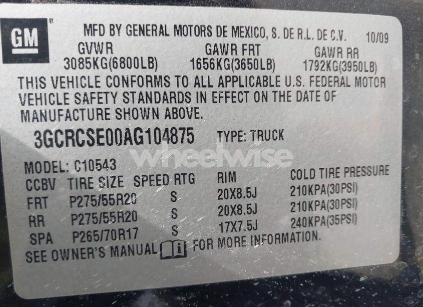 Photo 9 of 2010 Chevrolet Silverado 1500 LT (VIN 3GCRCSE00AG104875)