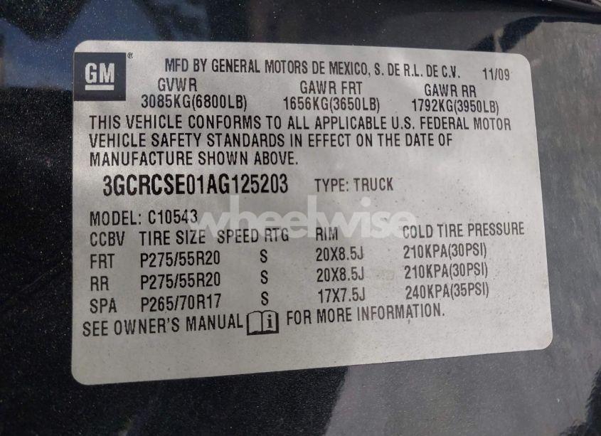 Photo 9 of 2010 Chevrolet Silverado 1500 LT (VIN 3GCRCSE01AG125203)