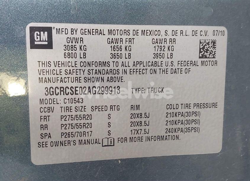 Photo 9 of 2010 Chevrolet Silverado 1500 (VIN 3GCRCSE02AG299913)