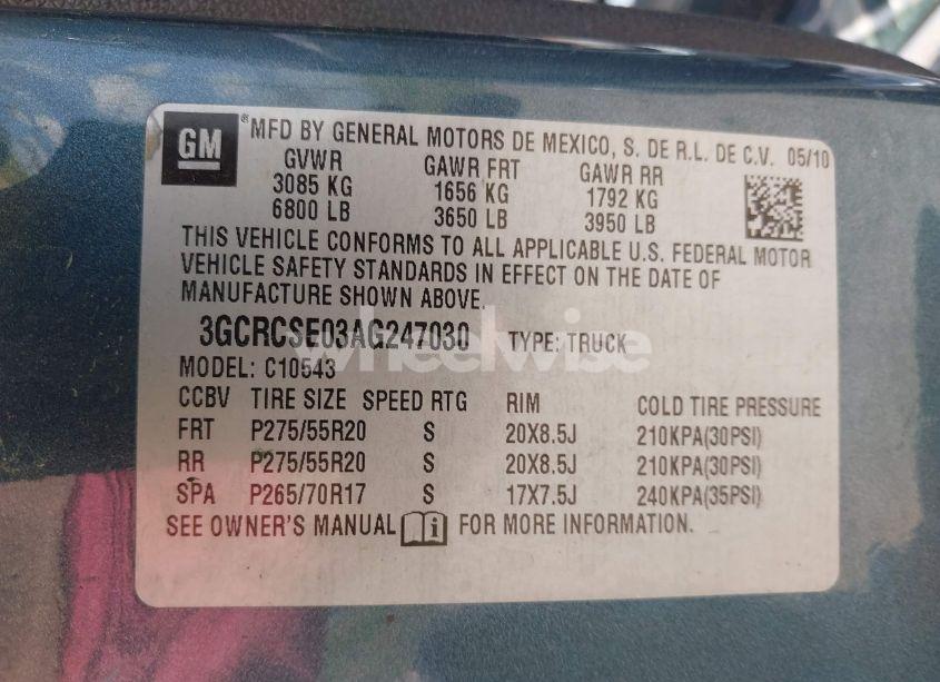 Photo 9 of 2010 Chevrolet Silverado 1500 LT (VIN 3GCRCSE03AG247030)