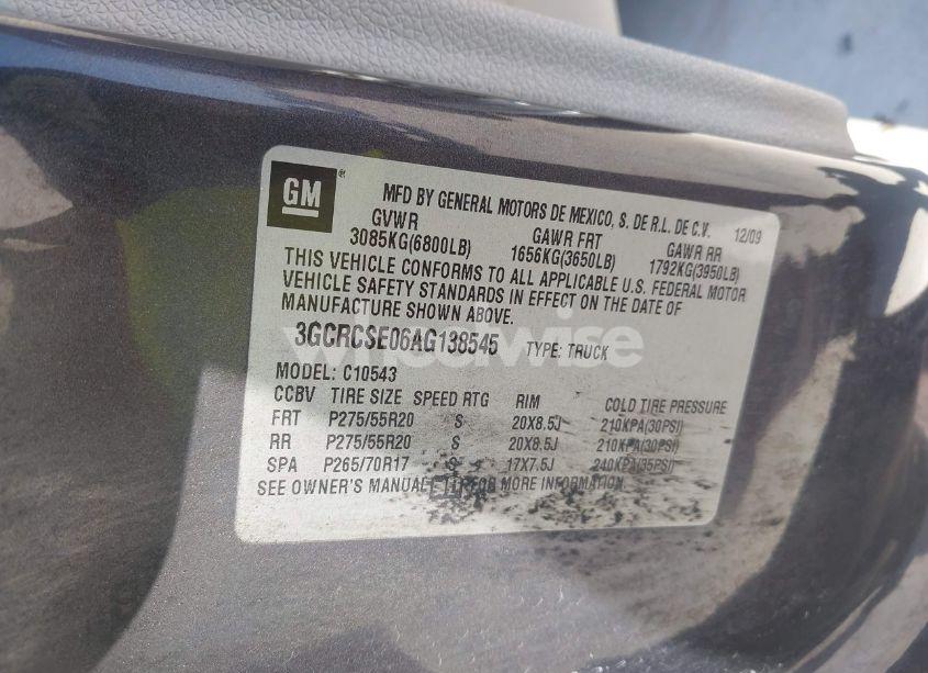 Photo 9 of 2010 Chevrolet Silverado 1500 LT (VIN 3GCRCSE06AG138545)