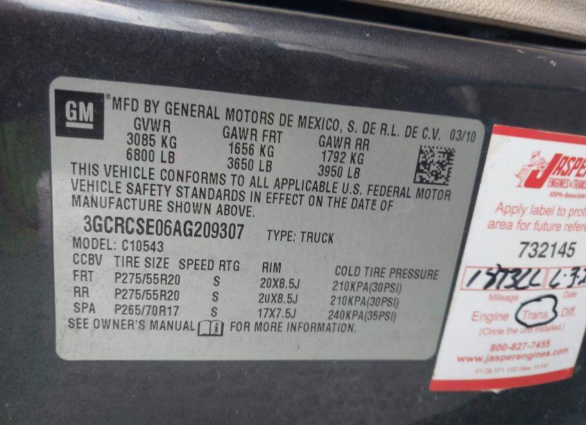 Photo 9 of 2010 Chevrolet Silverado 1500 LT (VIN 3GCRCSE06AG209307)