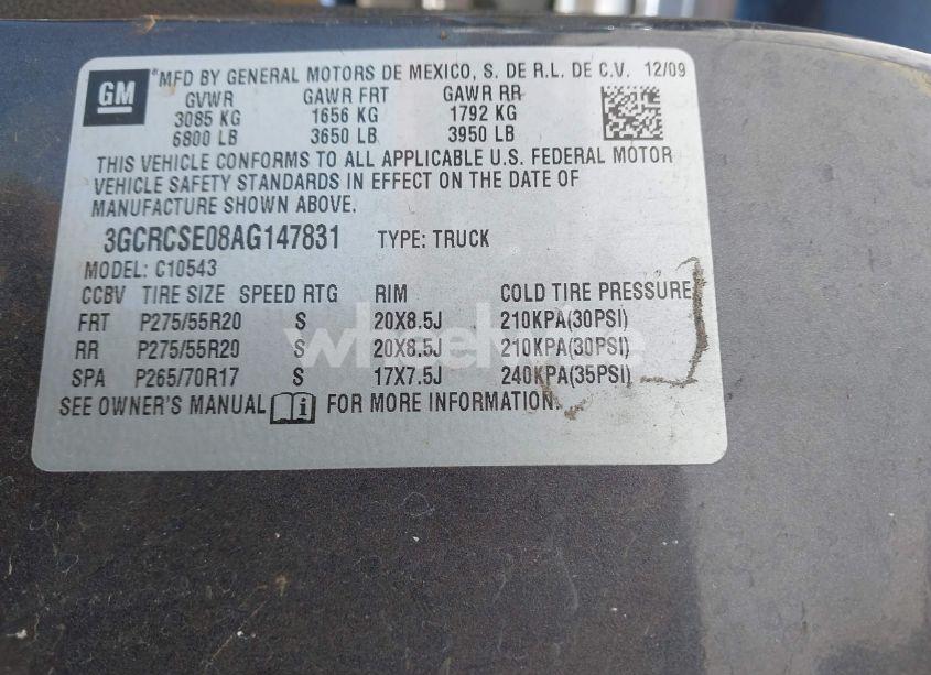 Photo 9 of 2010 Chevrolet Silverado 1500 LT (VIN 3GCRCSE08AG147831)