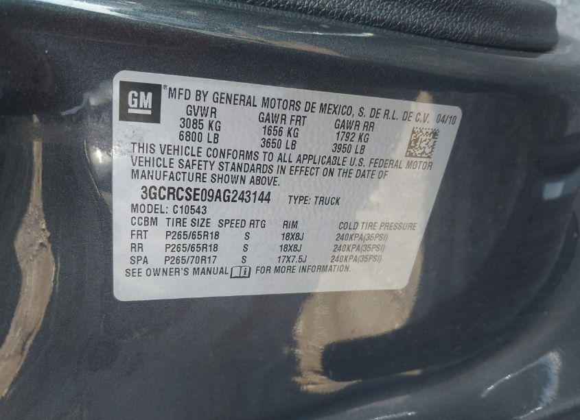 Photo 9 of 2010 Chevrolet Silverado 1500 LT (VIN 3GCRCSE09AG243144)