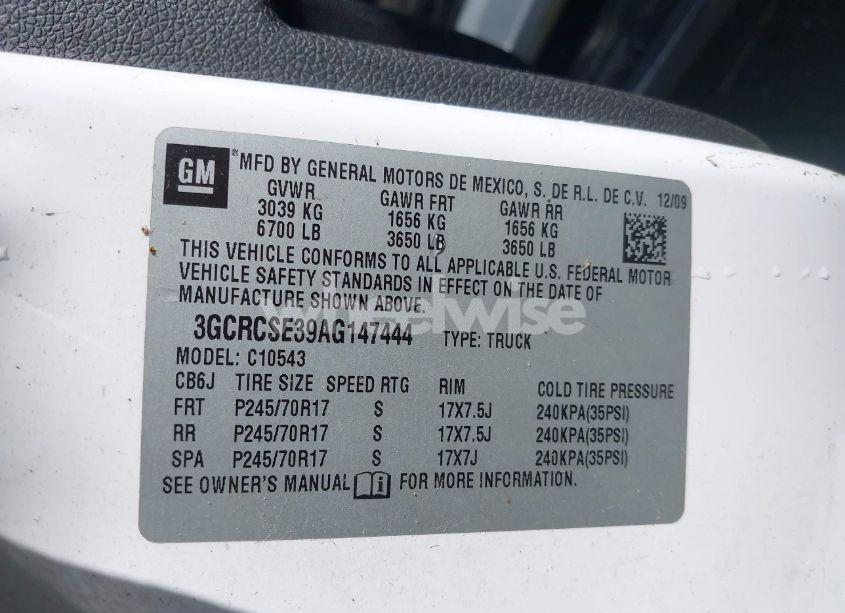 Photo 9 of 2010 Chevrolet Silverado 1500 XTRA FUEL ECONOMY (VIN 3GCRCSE39AG147444)
