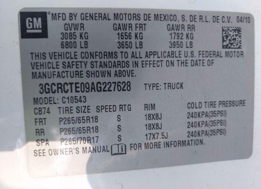 Photo 9 of 2010 Chevrolet Silverado 1500 LTZ (VIN 3GCRCTE09AG227628)