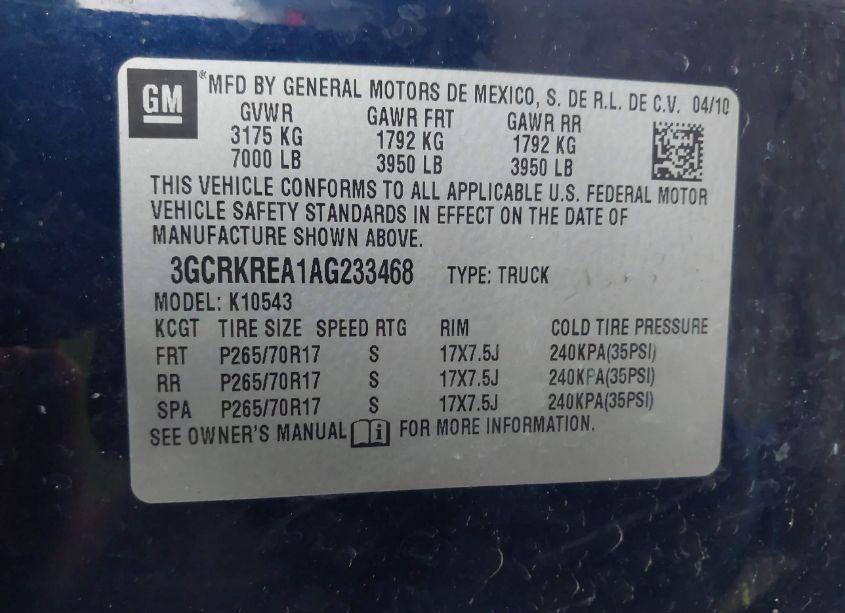 Photo 9 of 2010 Chevrolet Silverado 1500 LS (VIN 3GCRKREA1AG233468)