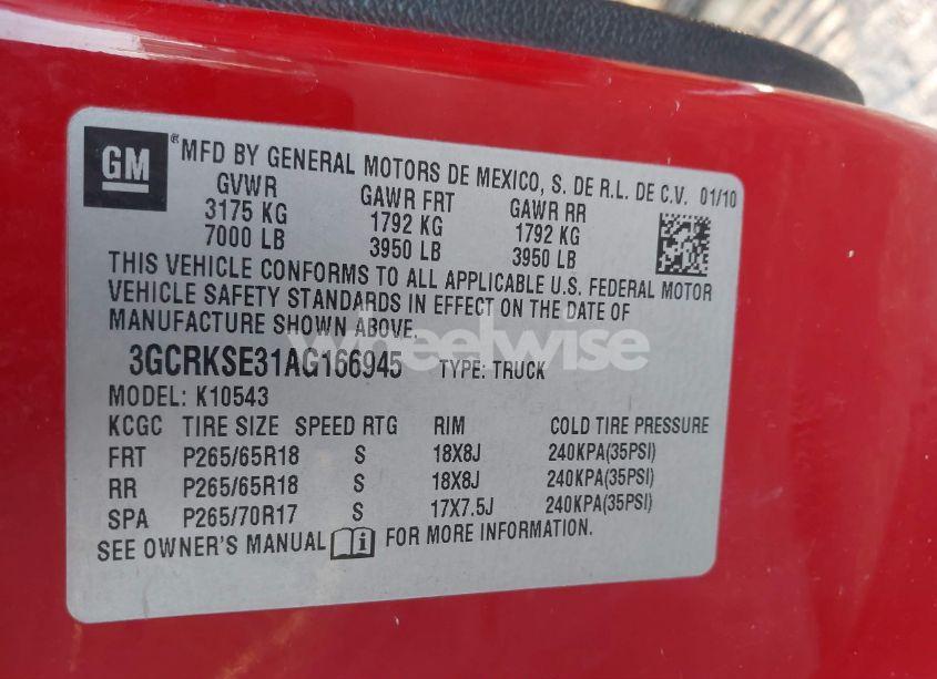 Photo 9 of 2010 Chevrolet Silverado 1500 LT (VIN 3GCRKSE31AG166945)