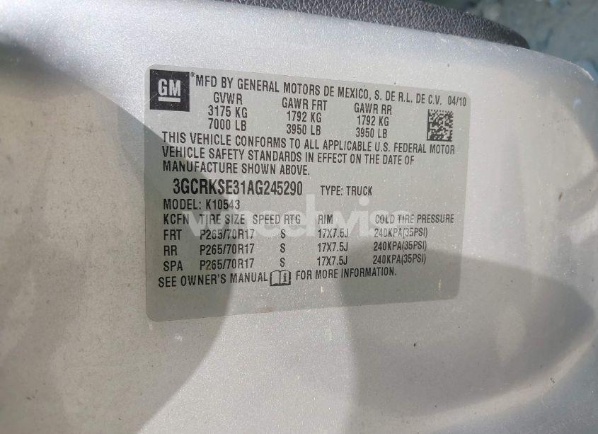 Photo 9 of 2010 Chevrolet Silverado 1500 LT (VIN 3GCRKSE31AG245290)